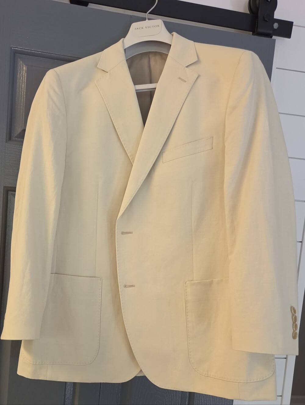 Ibiza Men’s Cream Blazer Sport Coat Jacket Italian Tallia di Delfino Fabric